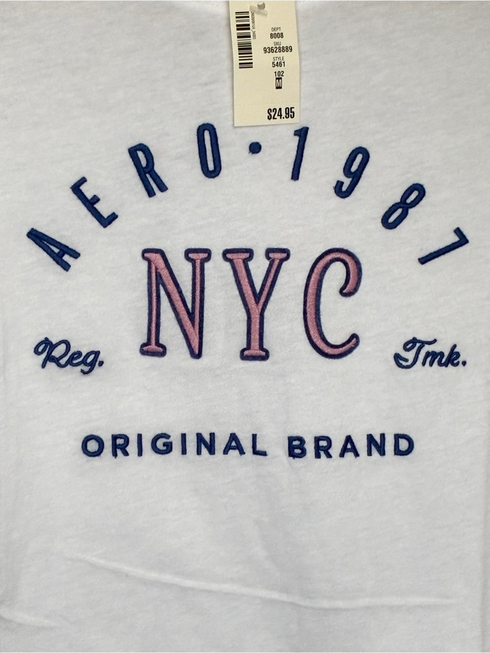 Aeropostale White Crewneck Tee with Navy Graphic